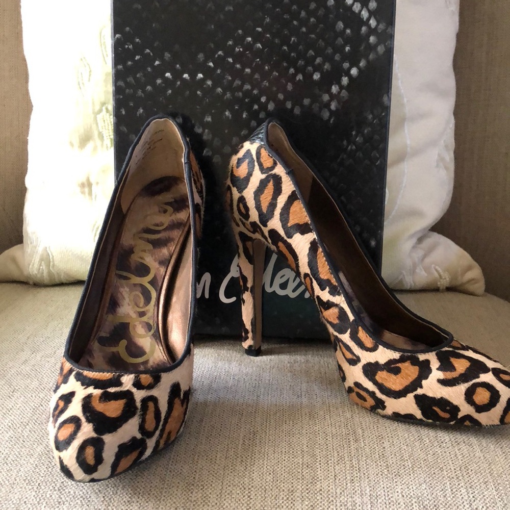 Beautiful Sam Edelman leopard fur pumps Sz 5 1/2